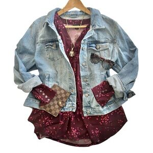 Ann Taylor Burgundy Floral Blouse